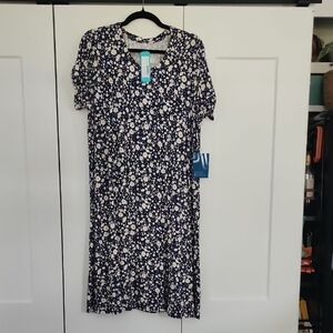 Market & Spruce Navy and Cream Floral Midi Dress
